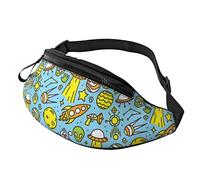 Riñonera a la moda UFO Alien cintura pecho cinturón ajustable pecho hombro bolsa casual riñonera riñonera cadera bolsa para mujeres hombres, Green Aliens-3, Talla única, Maletín