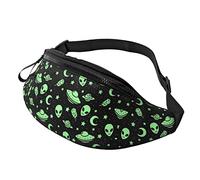 Riñonera a la moda UFO Alien cintura pecho cinturón ajustable pecho hombro bolsa casual riñonera riñonera cadera bolsa para mujeres hombres, Green Aliens-7, Talla única, Maletín