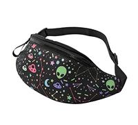 Riñonera a la moda UFO Alien cintura pecho cinturón ajustable pecho hombro bolsa casual riñonera riñonera cadera bolsa para mujeres hombres, Green Aliens-1, Talla única, Maletín