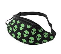 Riñonera a la moda UFO Alien cintura pecho cinturón ajustable pecho hombro bolsa casual riñonera riñonera cadera bolsa para mujeres hombres, Green Aliens-6, Talla única, Maletín