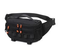 Riñonera a prueba de salpicaduras, bolsa de pesca al aire libre, bolsa de deporte, bolsa de cintura para hombres y mujeres, portátil, múltiples bolsillos organizadores, Black, Talla única