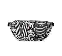 Riñonera a rayas blancas y negras para correr, soporte para teléfono sin rebote para gimnasio, bolsa cruzada impermeable con correa ajustable