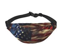 Riñonera ajustable con diseño de bandera y fuegos artificiales, riñonera grande de viaje, unisex, Black, Talla única, Mochila informal