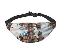 Riñonera ajustable con diseño de catedral de San Basilio en Moscú, riñonera ajustable de viaje, riñonera unisex, Black, Talla única, Mochila informal