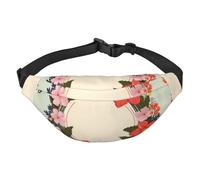 Riñonera ajustable con diseño de corona de primavera y círculo, plana, bolsa de cintura grande, bolsa de cinturón de viaje, unisex, Black, Talla única, Mochila informal