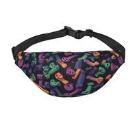 Riñonera ajustable con diseño de huesos de colores, riñonera grande para viaje, unisex, Black, Talla única, Mochila informal