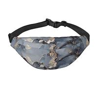 Riñonera ajustable con diseño de pintura dorada de mármol colorido para hombres y mujeres, viajes, senderismo, ciclismo, correr, Black, Talla única, Cinturón de dinero