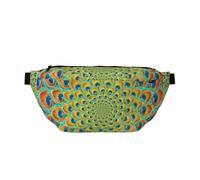Riñonera ajustable con diseño de plumas de pavo real y círculos abstractos para entrenamiento al aire libre, senderismo, regalos para hombres y mujeres, multicolor, Talla única, Mochila de senderismo