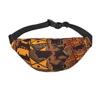 Riñonera ajustable con diseño étnico de mapa africano, riñonera grande de viaje, unisex, Black, Talla única, Mochila informal