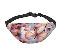 Riñonera ajustable con diseño floral y mariposa, riñonera grande para viaje, unisex, Black, Talla única, Mochila informal