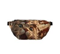 Riñonera ajustable con elegante estampado de gatito sorprendido, correa ligera para viajes y deportes al aire libre