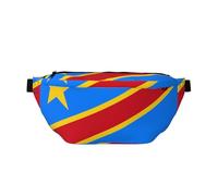 Riñonera ajustable con elegante estampado de la bandera del Congo, correa ligera para viajes y deportes al aire libre