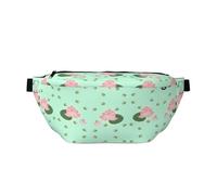 Riñonera ajustable con estampado de flores de loto esperando a florecer, ligera y cómoda, adecuada para fitness, correr, viajes