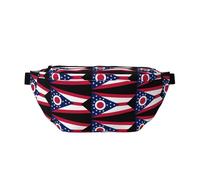 Riñonera ajustable con estampado de la bandera del estado de Ohio, ligera y cómoda, adecuada para fitness, correr, viajes