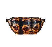 Riñonera ajustable con estampado de llamas de baloncesto en fuego y agua, ligera y cómoda, adecuada para fitness, correr, viajes