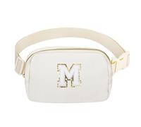 Riñonera ajustable con letra inicial para mujeres, niñas, adolescentes, regalos personalizados, paquete pequeño, Letra M, 1 paquete de letra inicial blanca