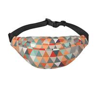 Riñonera ajustable con patrones de triángulos, riñonera grande, riñonera de viaje, unisex, Black, Talla única, Mochila informal