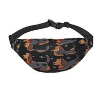 Riñonera ajustable con texto en inglés "I Love My Dog Dachshunds", riñonera grande de viaje, unisex, Black, Talla única, Mochila informal