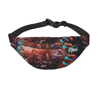 Riñonera ajustable de coral y peces, riñonera grande, riñonera de viaje, unisex, Black, Talla única, Mochila informal