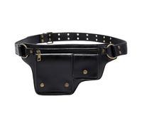 Riñonera ajustable de piel sintética para mujer, diseño retro steampunk, riñonera gótica, Black, moda