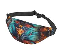 Riñonera ajustable para mujeres y hombres, con fondo de mariposa de color, para viajes, color negro, talla única, Black, Talla única