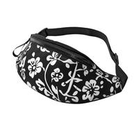 Riñonera ajustable para viajar, senderismo, ciclismo, correr al aire libre, Negro Floral 1, Talla única, Organizador de bolsas