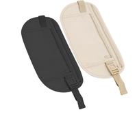Riñonera antirrobo con compartimento secreto, juego de 2 cinturones de dinero de viaje para hombres y mujeres, bolsa antirrobo para viajes, vacaciones y ciudad (negro, beige)