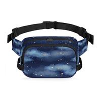 Riñonera azul con constelaciones y estrellas y nubes para hombres y mujeres, bolsa de cintura cuadrada de viaje impermeable, cinturón de pecho cruzado, bolsa de hombro para viajes, senderismo,