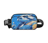 Riñonera azul con diseño de oso gigante para mujeres, hombres y adolescentes, mini bolsa de viaje con correa ajustable para viajes, gimnasio, trabajo, Peces de lucha estéticos, 1 size