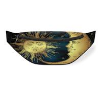 Riñonera bohemia con cara de sol y luna para mujeres, hombres, niñas, niños, riñonera, riñonera, bolsa de cinturón para viajes, deportes, correr, color, M