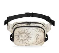 Riñonera bohemia con diseño de sol y luna para mujeres, hombres, niñas y niños, riñonera bohemia para correr, deportes, senderismo, bolsa de cinturón, color, XL, Organizador de bolsas
