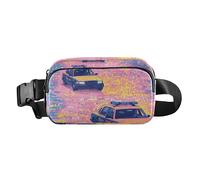 Riñonera bohemia con mapa de la ciudad de fantasía para mujeres y hombres, pequeña bolsa de pecho para viajes, correr, senderismo, Police Cars, 1 size