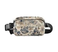Riñonera bohemia con mapa de la ciudad de fantasía para mujeres y hombres, pequeña bolsa de pecho para viajes, correr, senderismo, Boho Fantasy - Mapa de la ciudad, 1 size