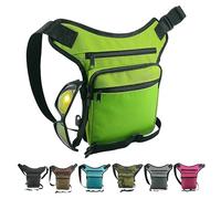 Riñonera Bolsa de Pierna - Pernera para Moto - Verde Manzana -Fabricada en España - Ideal para Trabajo, Senderismo, Montaña, Camping - Bolsa Táctica Estilo Militar Hippie con 3 Bolsillos (Verde)