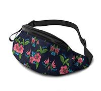 Riñonera casual con patrón de flores del estado hawaiano para hombres y mujeres, cinturón ajustable para viajes, senderismo, ciclismo, correr, festival, rave, 3, Talla única, moda
