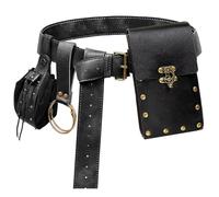 Riñonera casual para cinturón, soporte para teléfono, steampunk, Ren Faire, accesorios para festivales, cosplay, medieval, riñonera, 2 bolsas-negro