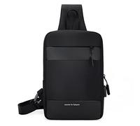 Riñonera casual para hombre, con puerto de carga USB, cruzada, riñonera para hombre, Black, Mass Beauty