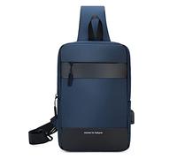 Riñonera casual para hombre, con puerto de carga USB, cruzada, riñonera para hombre, Blue, Mass Beauty