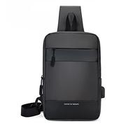 Riñonera casual para hombre, con puerto de carga USB, cruzada, riñonera para hombre, Gray, Mass Beauty