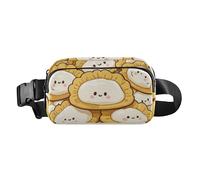 Riñonera china con diseño de albóndigas de dibujos animados para mujeres y hombres, pequeña bolsa cruzada antirrobo con correa ajustable para viajes, gimnasio y trabajo, Comida china de bolas de masa