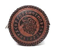 Riñonera clásica medieval de piel sintética versátil vintage en relieve para LARP y lateral de piel sintética para disfraz, Brown, Mass Beauty