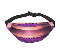 Riñonera colorida con diseño de cupcakes de feliz cumpleaños para hombres y mujeres, bolsa cruzada grande, con cinturones ajustables, Campos de lavanda, Talla única