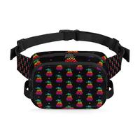 Riñonera colorida con diseño de piña, multifunción, para viajes, deportes, correr, piña, arcoíris, fruta, riñonera, riñonera, bolsa de cinturón para mujeres, hombres, niñas y niños, color, XL,