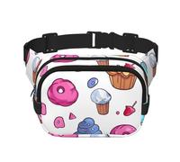 Riñonera colorida de doble capa con forma de dona de cupcake para hombres y mujeres, riñonera ajustable para viajes, senderismo, correr, ciclismo, festivales