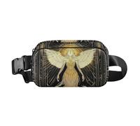 Riñonera con adorno de esqueleto de notas musicales para hombres y mujeres, bolsa cruzada multiusos para pasaporte, Tarot de ángel dorado, 1 size