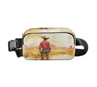 Riñonera con adorno de esqueleto de notas musicales para hombres y mujeres, bolsa cruzada multiusos para pasaporte, Western Cowboy Star Vast Desert, 1 size