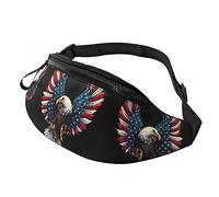 Riñonera con bandera de águila americana para correr, senderismo, viajes, entrenamiento, pasear al perro, deportes, pesca, riñonera, Black, Talla única