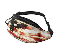 Riñonera con bandera de águila calva para veteranos, para correr, senderismo, viajes, entrenamiento, pasear al perro, deportes, pesca, riñonera, Black, Talla única