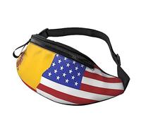 Riñonera con bandera de España americana para correr, senderismo, viajes, entrenamiento, pasear al perro, deportes, pesca, riñonera, Black, Talla única