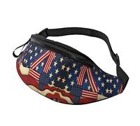 Riñonera con bandera patriótica del 4 de julio para correr, senderismo, viajes, entrenamiento, pasear al perro, deportes, pesca, riñonera, Black, Talla única